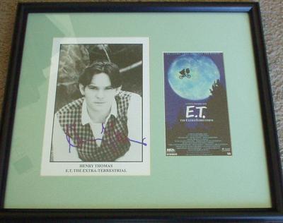Henry Thomas autographed E.T. 8x10 photo matted & framed with video cover