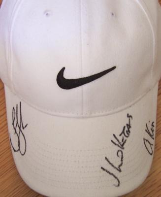 Lucas Glover Anthony Kim Jhonattan Vegas autographed Nike golf cap
