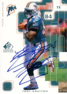 Troy Drayton certified autograph Miami Dolphins 1999 SP card