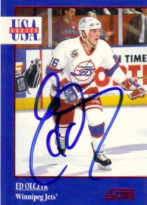Ed Olczyk autographed Winnipeg Jets 1992-93 Score USA Greats card