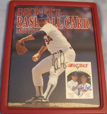 Nolan Ryan & Bob Feller autographed Beckett Baseball magazine framed