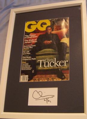 Chris Tucker autograph matted & framed with GQ magazine cover
