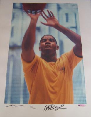 Magic Johnson autographed Los Angeles Lakers 16x20 poster size photo ltd. edit. 500
