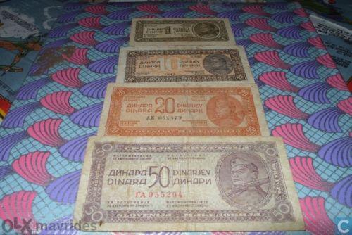 Yugoslavia 6 pcs 1/10/20/50/500 dinara-1944/46 and 2 lire issue for Istria