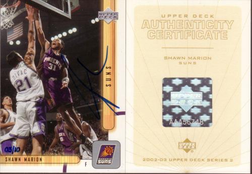 2002/03 UD S2 BUYBACK AUTO SHAWN MARION #03/10