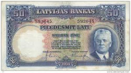 Banknotes; 20 Latu banknote President of Latvia Janis Cakste