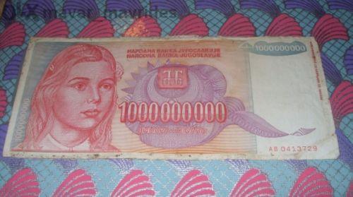 Yugoslavia 1000000000 dinara 1993/ Yugoslavia 100 000 dinara 1989 2 pcs