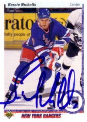 Bernie Nicholls autographed New York Rangers 1990-91 Upper Deck card