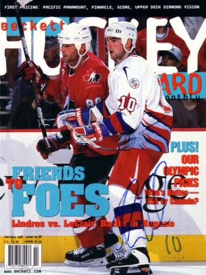 John LeClair autographed 1998 USA Hockey magazine cover