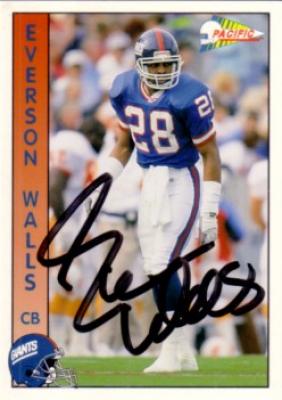 Everson Walls autographed New York Giants 1992 Pacific card
