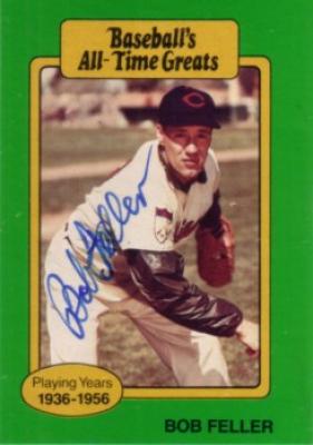 Bob Feller autographed Cleveland Indians Baseball's All-Time Greats card