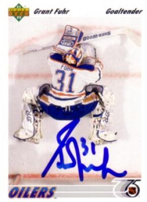 Grant Fuhr autographed Edmonton Oilers 1991-92 Upper Deck card