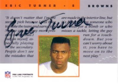Eric Turner certified autograph Cleveland Browns 1991 Pro Line card