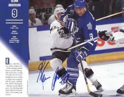 Glenn Anderson autographed Toronto Maple Leafs calendar page