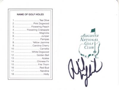 Phil Mickelson autographed Augusta National Masters scorecard