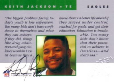 Keith Jackson certified autograph Philadelphia Eagles Pro Line card