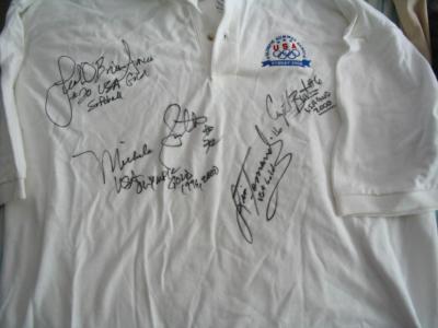 USA Softball autographed 2000 Olympics shirt (Lisa Fernandez Crystl Bustos Michele Smith)
