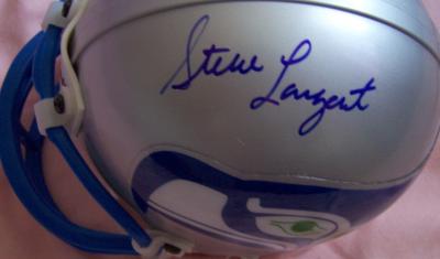 Steve Largent Dave Krieg Chuck Knox autographed Seattle Seahawks mini helmet