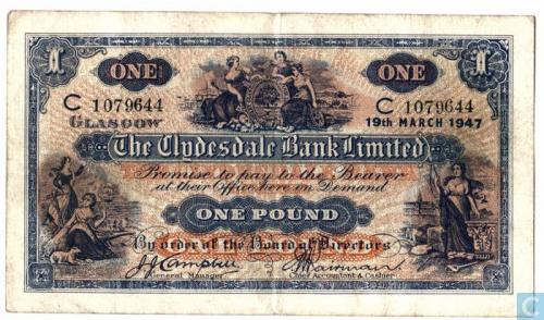 Scotland 1 pound 1947 (Clysedale Bank)