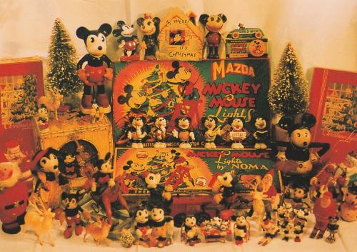 FAWCETT'S ANTIQUE TOY MUSEUM VINTAGE MICKEY MUSE COLLECTION CHRISTMAS POSTCARD