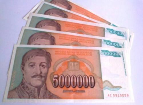 5,000,000 Dinars - Yugoslavia-1993-5 pcs