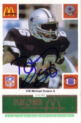 Michael Downs autographed 1986 Dallas Cowboys McDonald's card