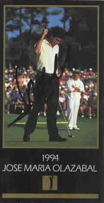 Jose Maria Olazabal autographed 1994 Masters Champion golf card