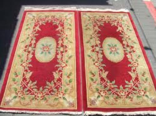 Antiques; PAIR Beautiful hand-woven Chinese Antiques Carpets