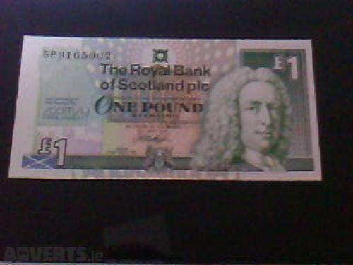 1 Pound Scottish Banknote Uncirculated UNC-1999