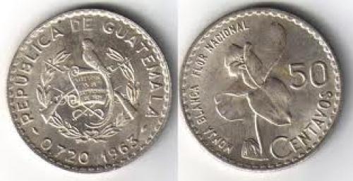 Coins; Guatemala 50 Centavos 1963. ASW .2777 KM 264