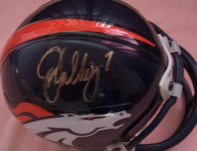 John Elway autographed Denver Broncos mini helmet
