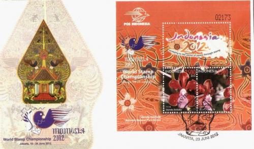 Orchids on stamps in block on FDC