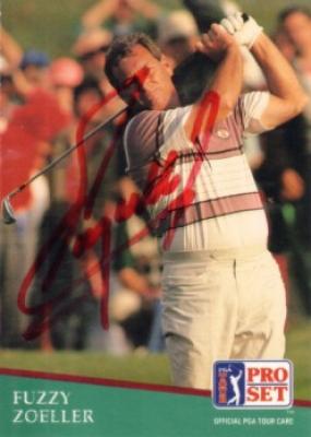 Fuzzy Zoeller autographed 1991 Pro Set golf card