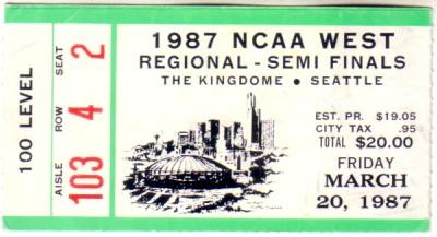 1987 NCAA West Regional Semifinals ticket stub (UNLV)