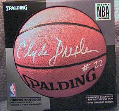 Clyde Drexler autographed NBA indoor/outdoor basketball