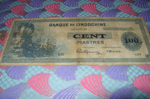 French Indochina-100 sent PIASTRES-1945