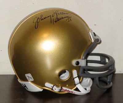 Johnny Lattner autographed Notre Dame mini helmet inscribed Heisman '53