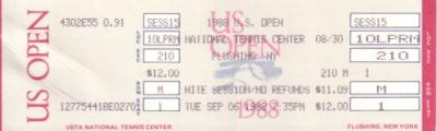 1988 U.S. Open tennis full unused ticket (Steffi Graf Grand Slam)