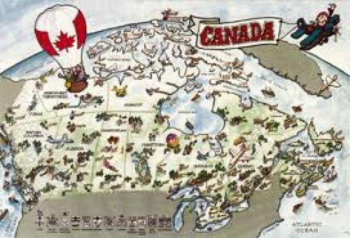 Map of Canada Leaf Postcard