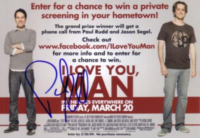 Paul Rudd autographed I Love You Man promotional card