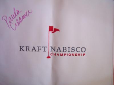 Paula Creamer autographed LPGA Kraft Nabisco canvas embroidered flag