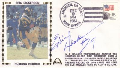 Eric Dickerson autographed Rams 1984 Rushing Record cachet envelope
