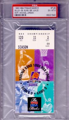 1993 NBA Finals Game 6 ticket stub PSA 6 (Michael Jordan leads Bulls to three-peat)