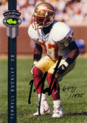 Terrell Buckley certified autograph Florida State 1992 Classic card