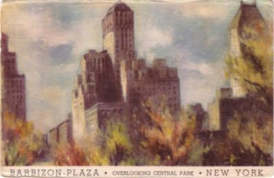 1945 Barbizon Plaza Hotel (Central Park New York) postcard