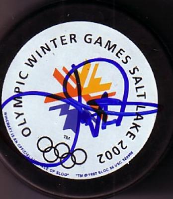 Joe Nieuwendyk autographed 2002 Salt Lake City Olympic puck