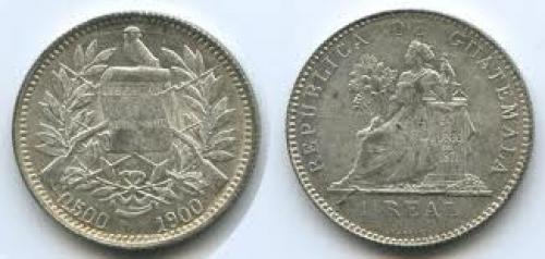 Coins; Guatemalan 1 real; 1900