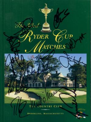 1999 US Ryder Cup Team autographed program Ben Crenshaw Phil Mickelson Mark O'Meara Tiger Woods