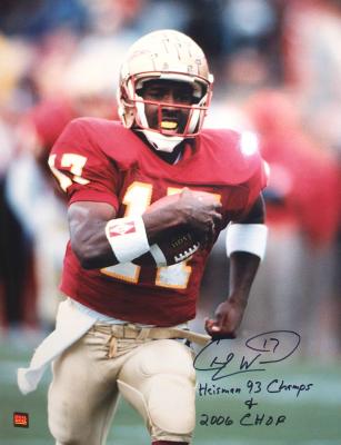 Charlie Ward autographed Florida State 16x20 poster size photo inscribed Heisman 93 Champs