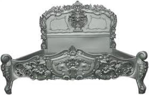 Antiques; Rococo French King Size Bed Antique Silver 5ft